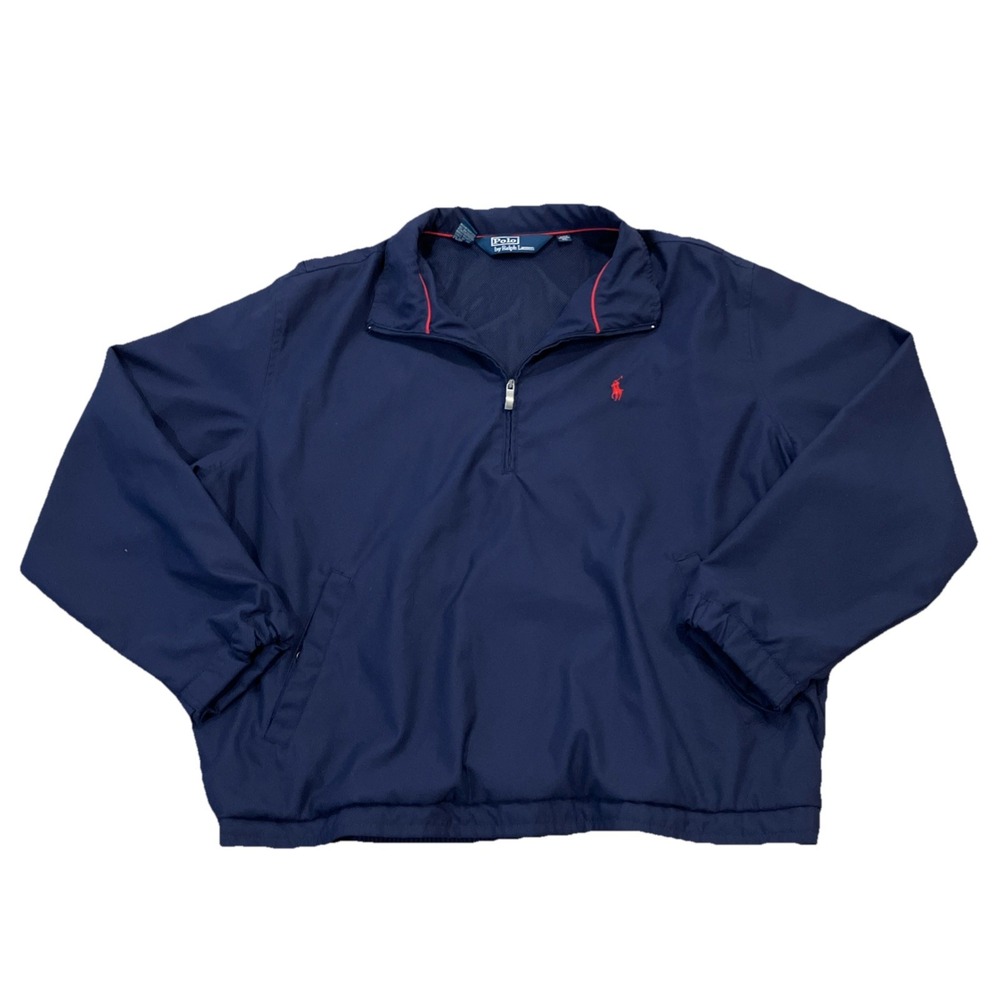 Vintage Polo Ralph Lauren Jacket 100% Polyester Navy Blue XL